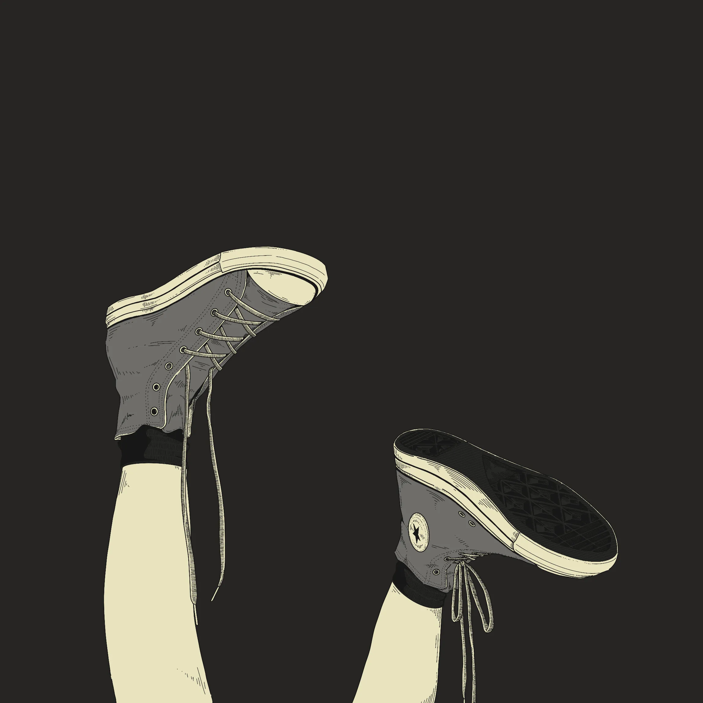 おまけ③ converse black ファンアート スニーカー 靴 足