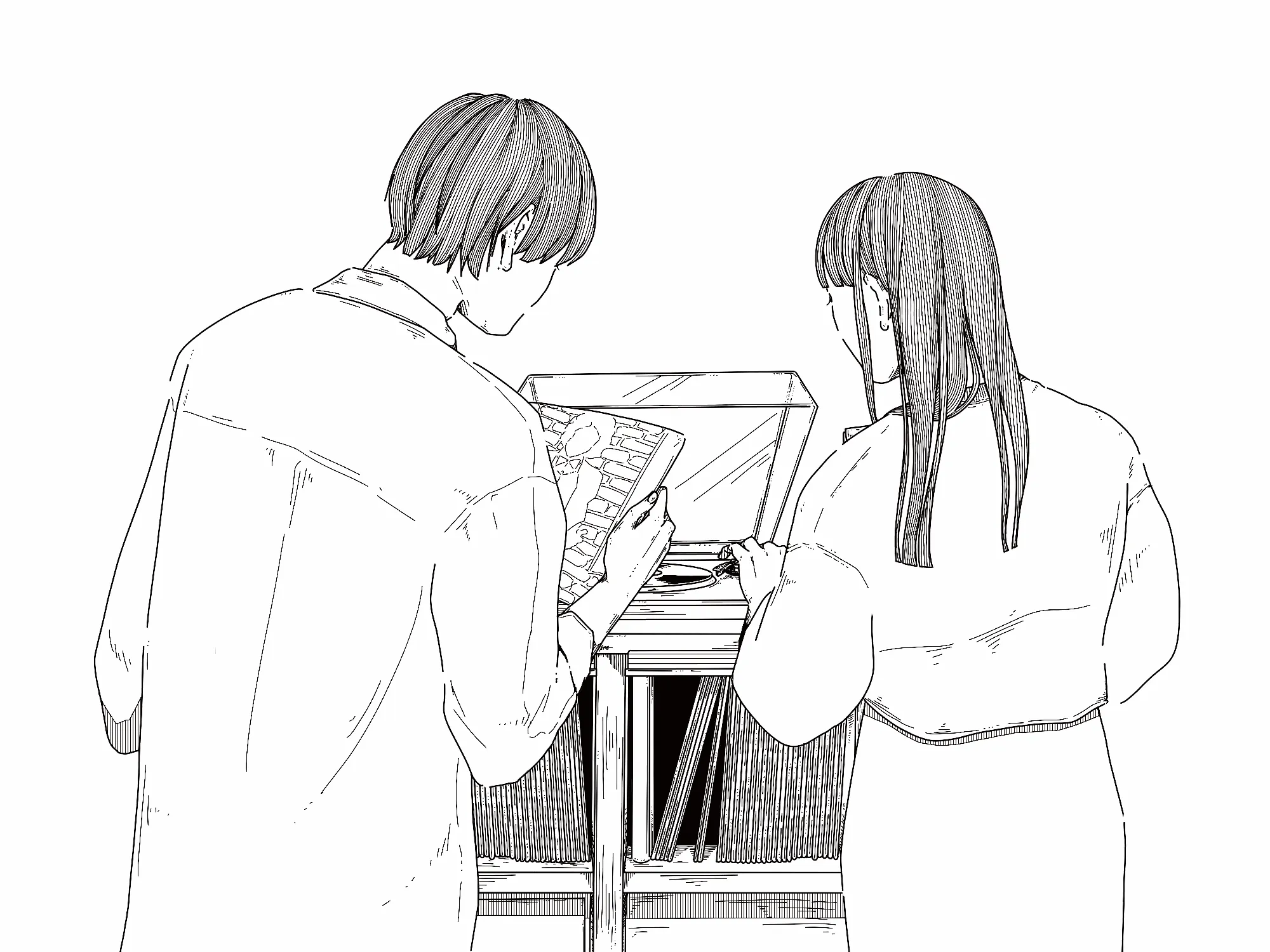 オーダー① 婚姻届イラスト 線画Ver. レコード カップル 後ろ姿 ウエディング